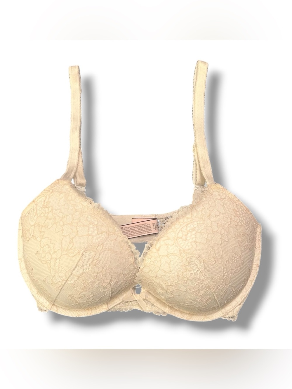 VICTORIA'S SECRET 32DD DREAM ANGELS LINED DEMI UNDERWIRE BRA WHITE